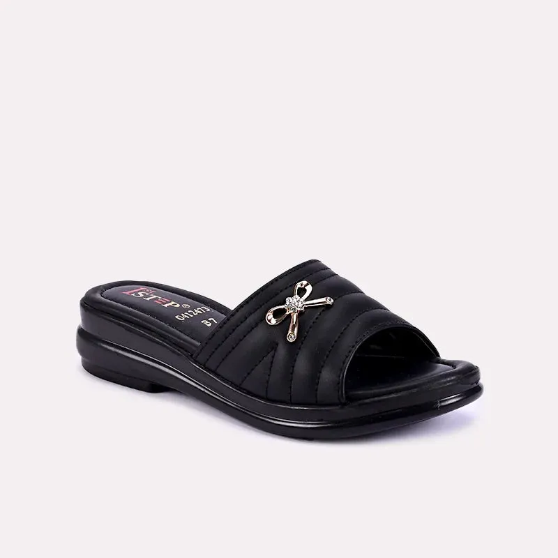 Beatrix Black Casual Heel Slippers 0412473
