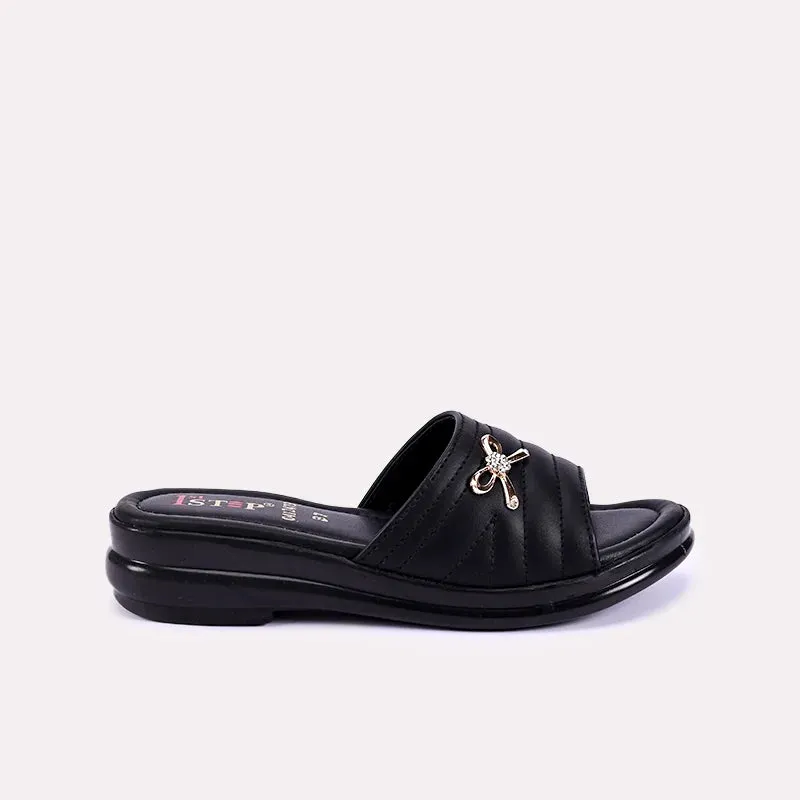 Beatrix Black Casual Heel Slippers 0412473
