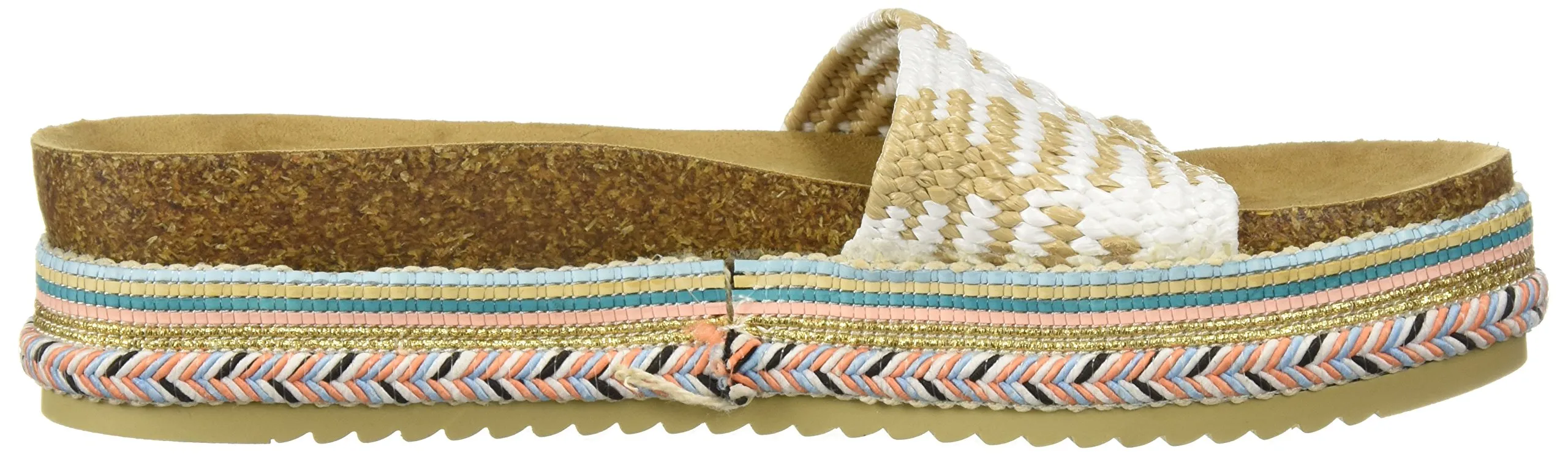 LFL by Lust for Life Pike White Raffia Slip On Platform Open Toe Wedge Sandals