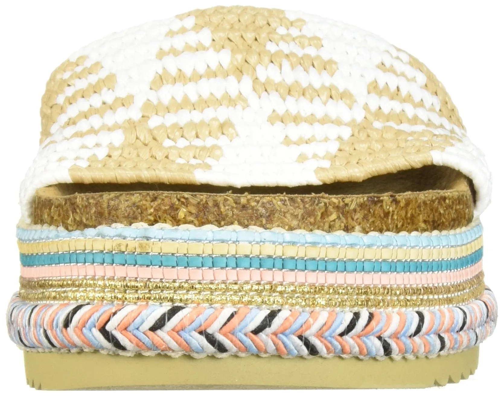 LFL by Lust for Life Pike White Raffia Slip On Platform Open Toe Wedge Sandals