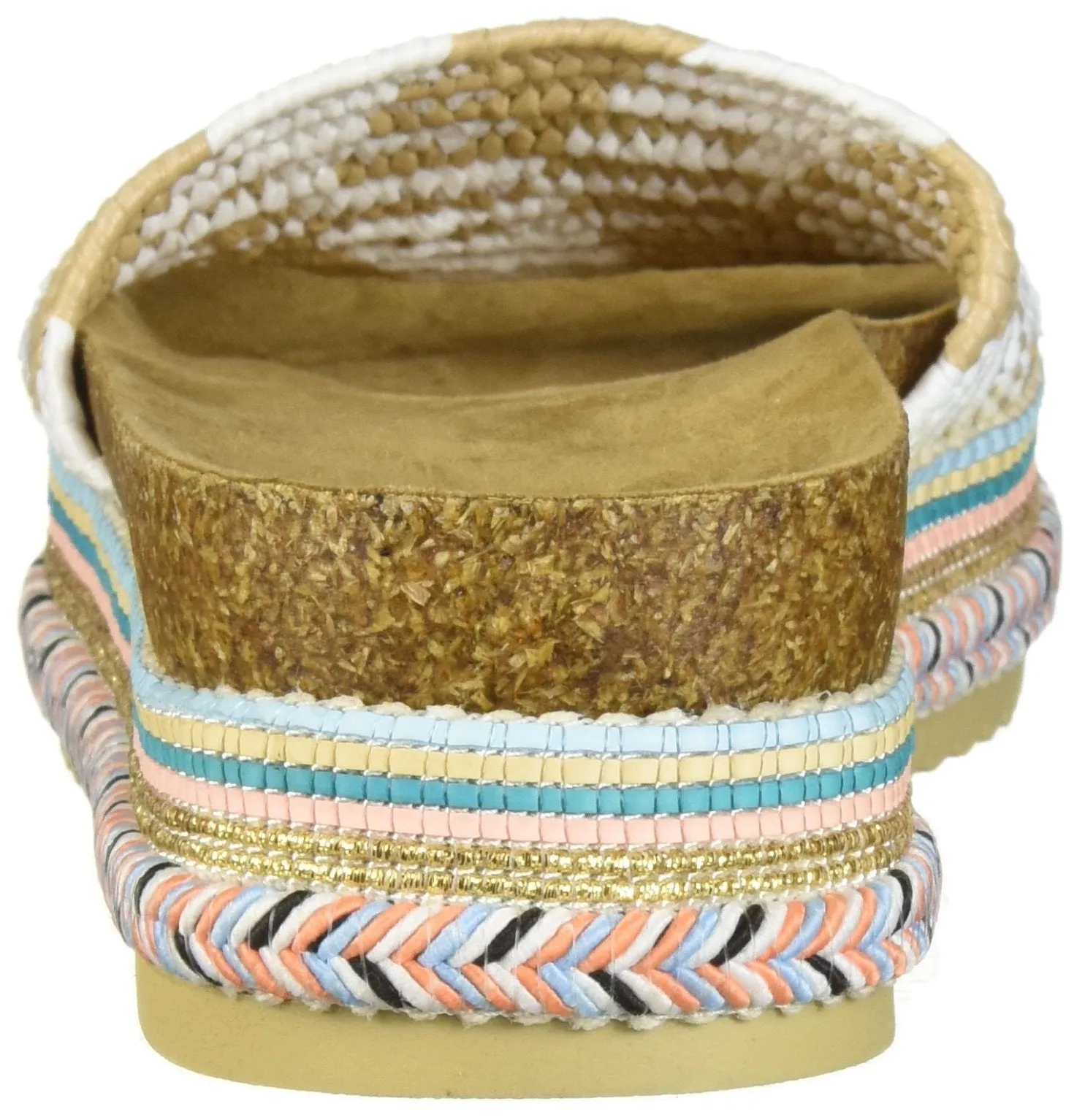 LFL by Lust for Life Pike White Raffia Slip On Platform Open Toe Wedge Sandals