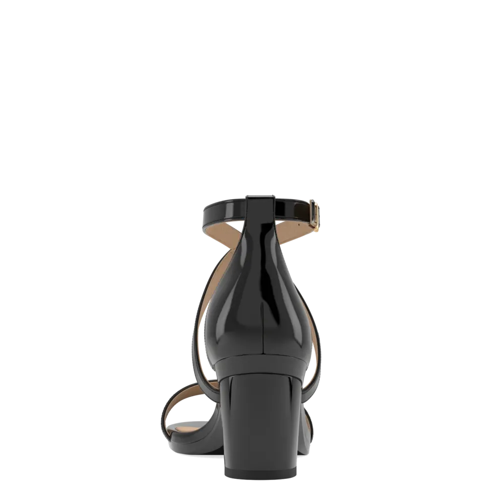 The Sandal - Coal Patent   Block Heel Kit 3 Coal
